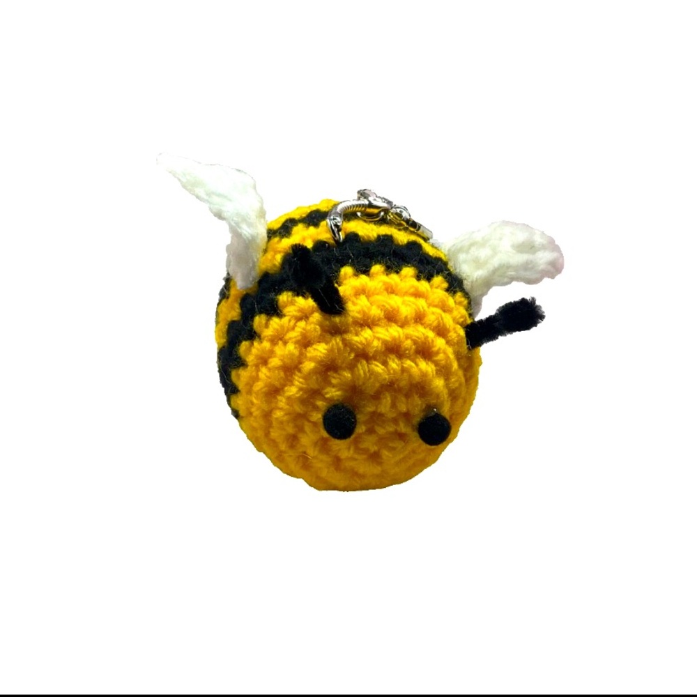 Knitted Crochet Bumble Bee keychain Key Ring Purse Backpack Pendant